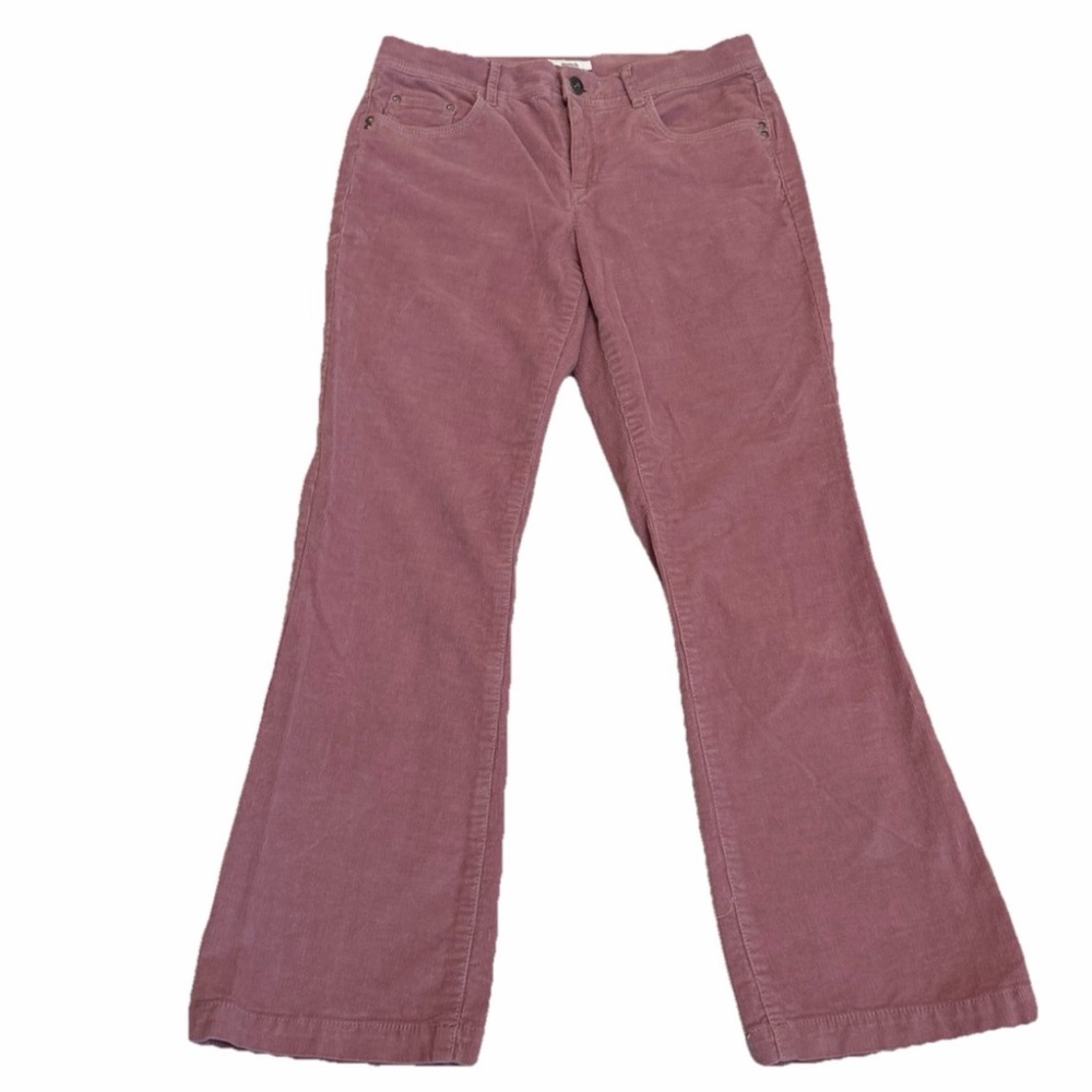 Liz & Co. Petite Corduroy Flared Stretch Pants Mauve Cotton Spandex Button